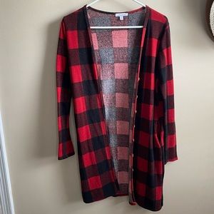 Red and black cardigan